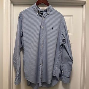 Men’s RALPH LAUREN blue striped Oxford shirt sz Large